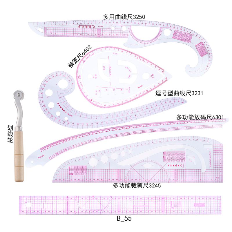 Ruler French Curve Cutting Rulers Yardstick Sewing Tools Measure Dressmaking Comma Line Straight Ruler Sewing Clothing Rulers: 5A29516