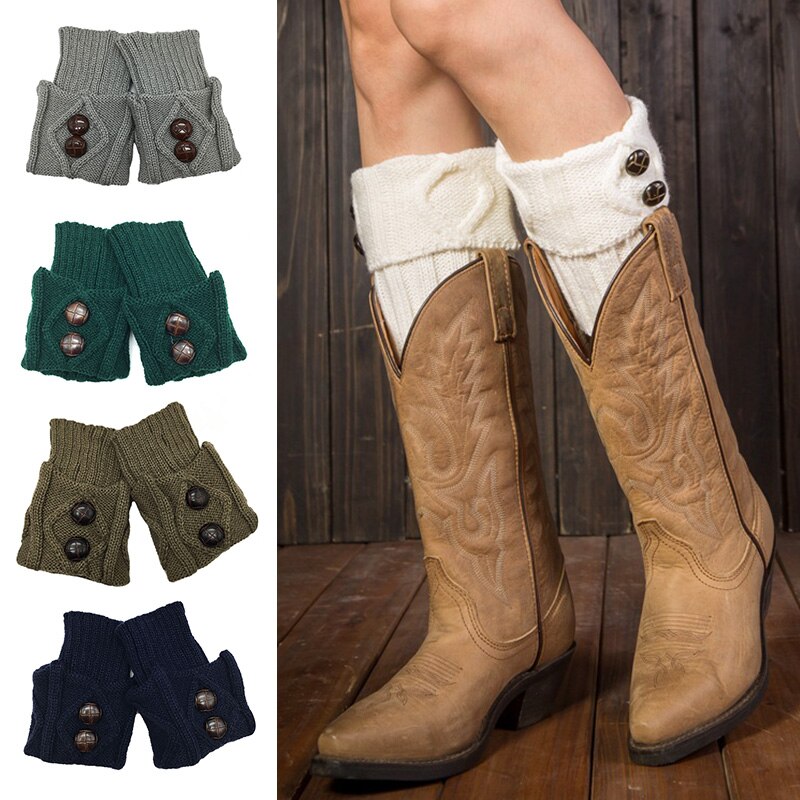 Frauen Gestrickte Bein Wärmer Kurzen Stiefel Manschetten Knöpfe Häkeln Stiefel Socken Gestrickte Gamaschen Beinlinge für Herbst/Winter