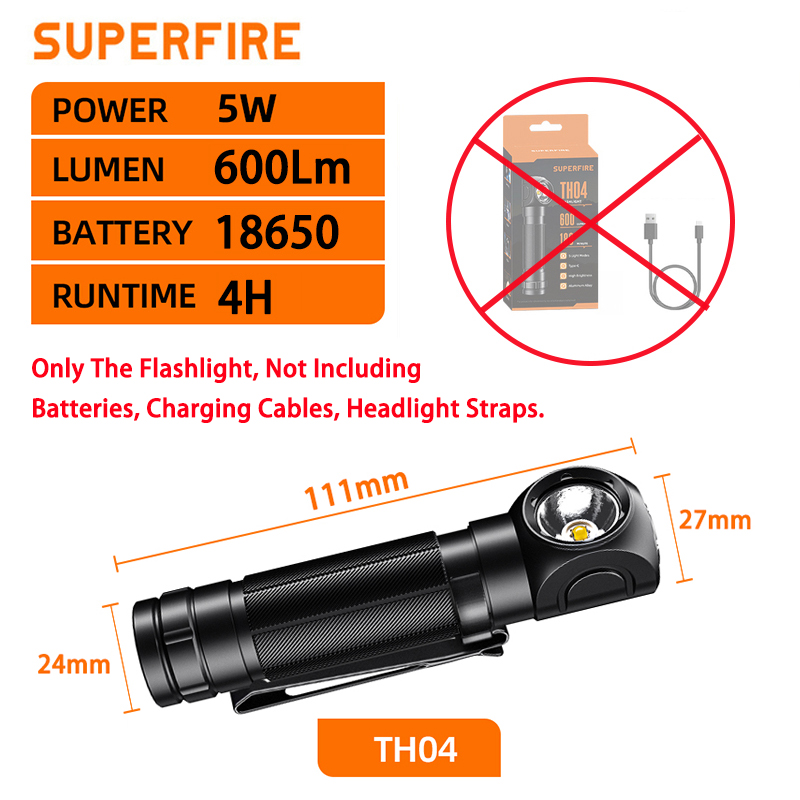 SUPERFIRE TH03 linterna frontal LED de alta potencia USB C recargable Mini 16340 EDC linterna de cabeza en ángulo con faro de trabajo de cola magnética: Azul