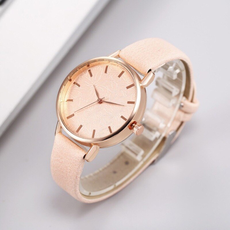 Dames Student Horloge Mode Creatieve Reliëf Bloemen Quartz Horloge Luxe Vrouw Rvs Horloge Relogio Feminino