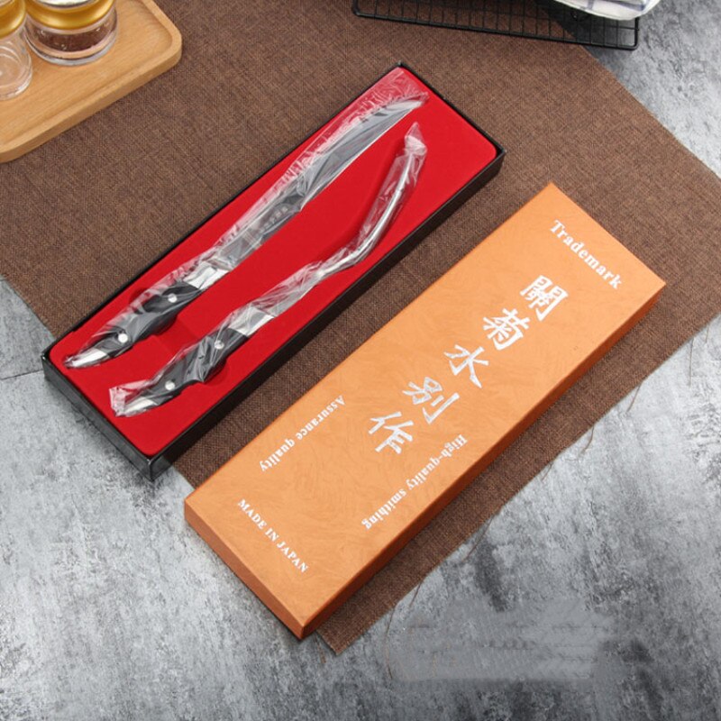 GJS Stainless Steel Kitchen 2PCS Roast Meat Knife Fork Barbecue Tool Set Knife Fork Suit Raw Fish Cutting Knives