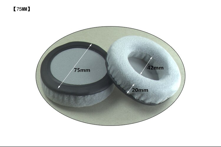 Allgemeine Grau Samt Schaum Ohr Pads Kissen 60 65 70 75 80 85 90 95 100 105 110 115 120MM für SONY für Sennheiser Kopfhörer: 75mm