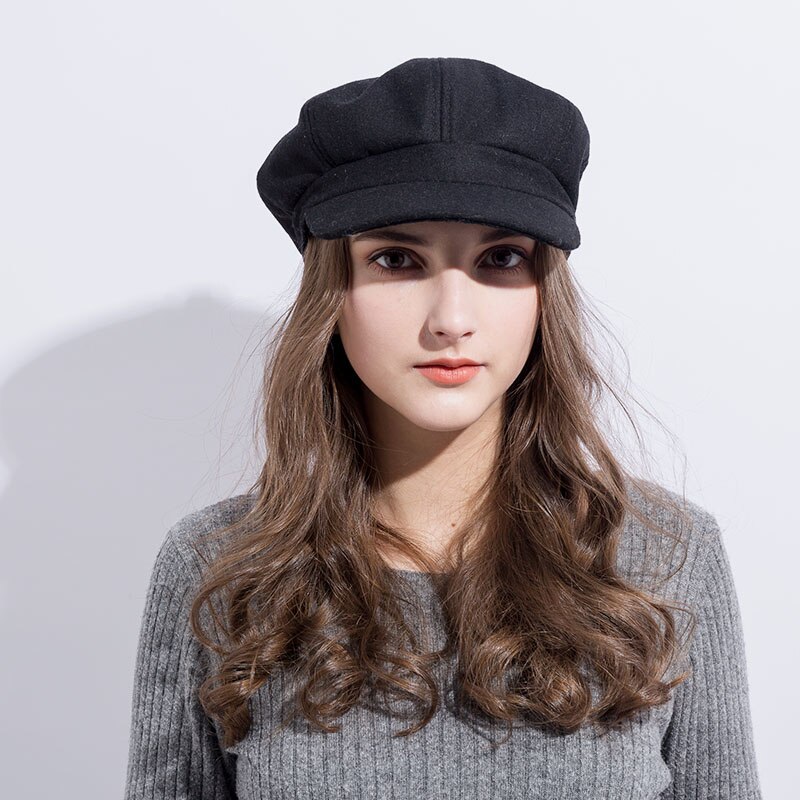 Boina de lana para mujer, gorro de , estilo informal,