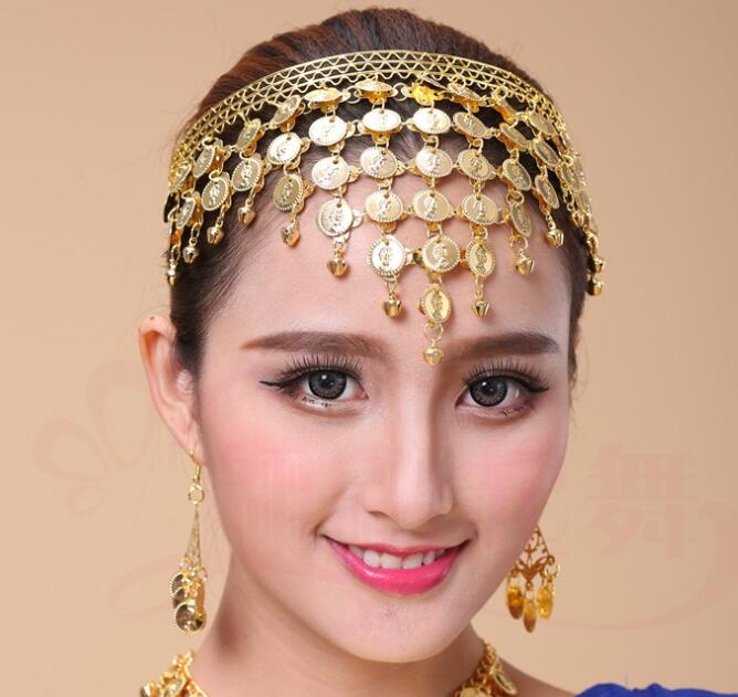 indian jewelry head Bohemian Boho Coin Beautiful accessories for Indian dance performances beaded women head chain jewelry: Headdress