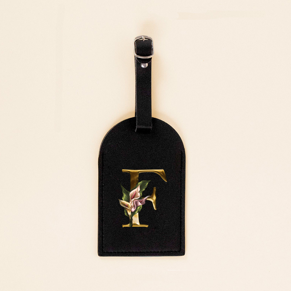 Initial Flower Print Women PU Leather Luggage Tag Suitcase Label Baggage Boarding Bag Tag Travel Neceser Accessorie for Her