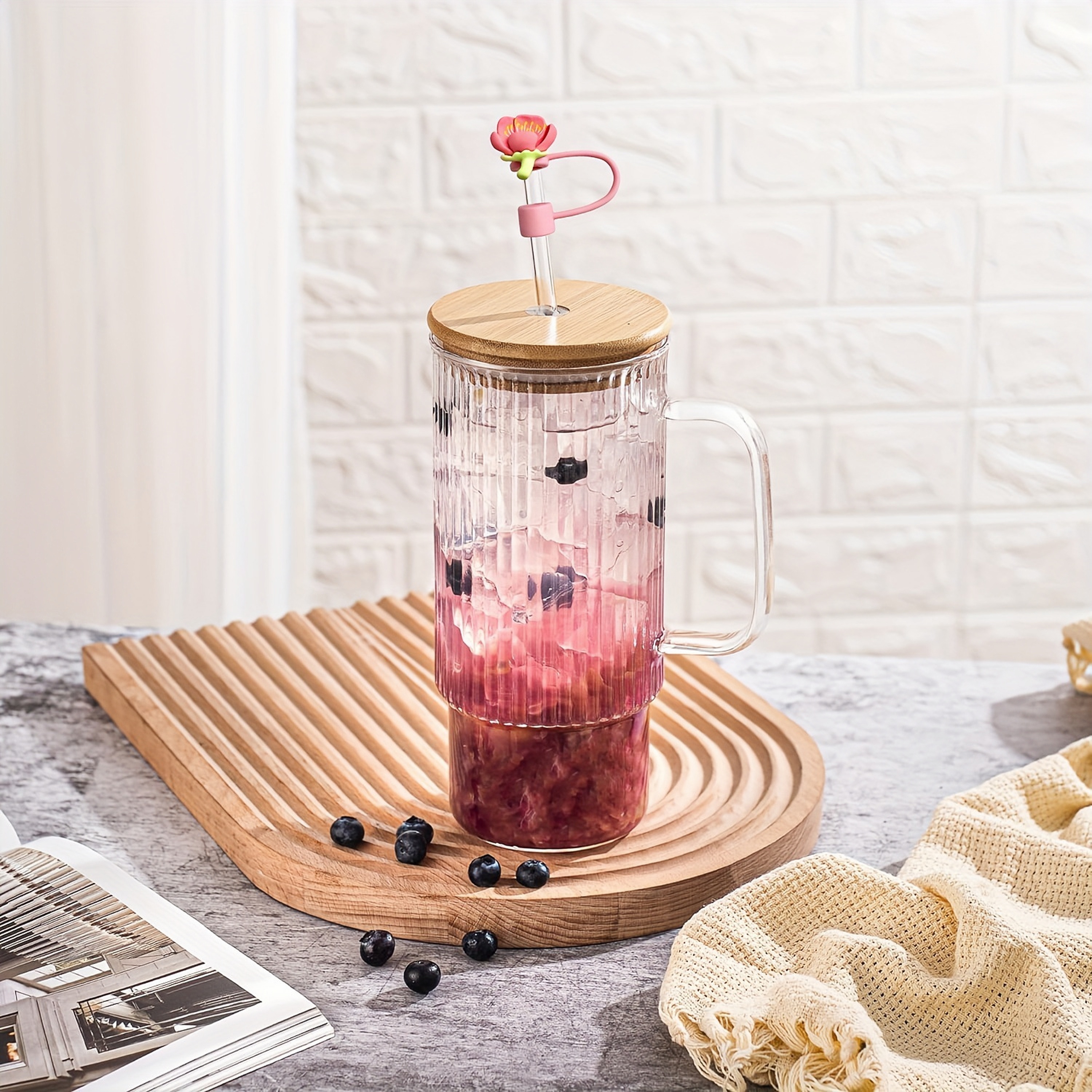 6 st silikonhalsdukar med blommor till stanley-mugg, söta silikonhalsdukar i form av en blomma, sugrörsskydd, lock till kopptillbehör