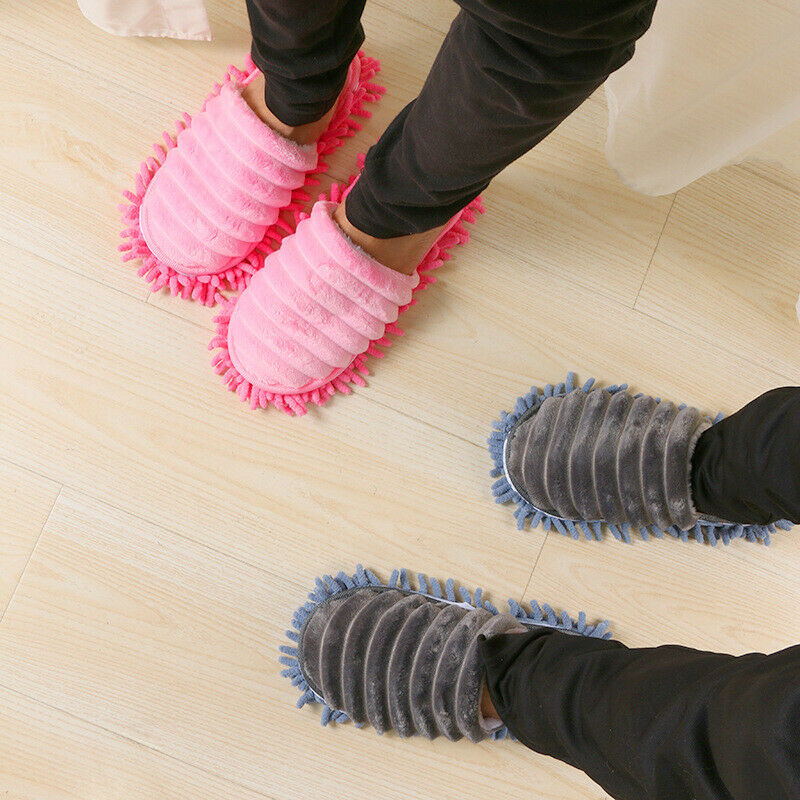Vaskbare mikrofiber støv mopp hjemmesko doven hurtig hus gulv rengøring sko hjemmesko