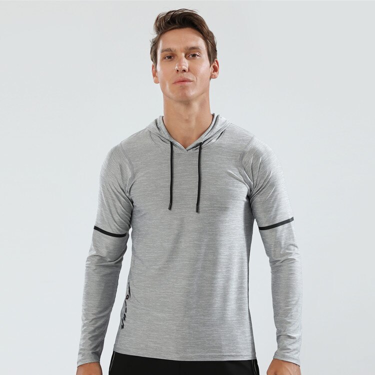 Herbst Winter Lauf Hemden Männer Sport Langarm Hoodies Sweatshirt Hoodies schlank passen Männlichen Fitnessstudio Ausbildung zur Seite fahren T-Shirt: 90118 hell grau / M