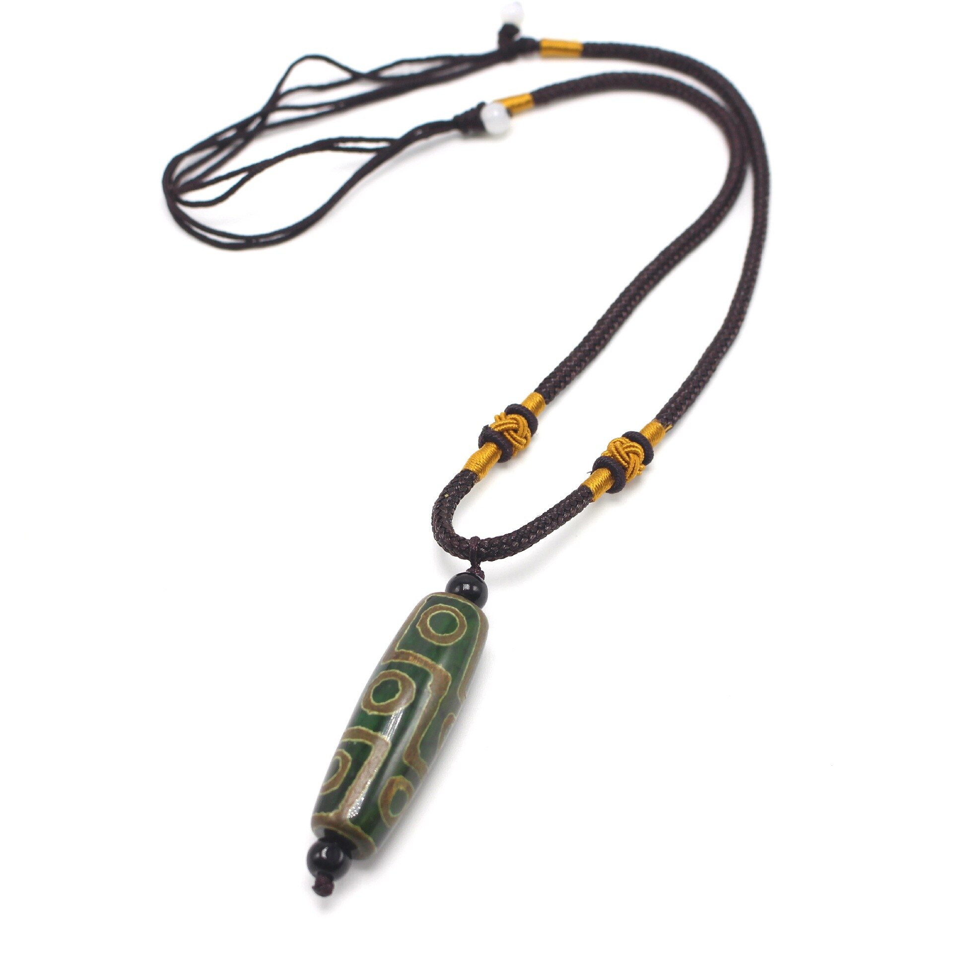 Nine Eye Tibet Dzi Pendant Choker Nacklace Natural Stone Materials Fashionable Style Tibet Heaven Bead Bring Good Luck