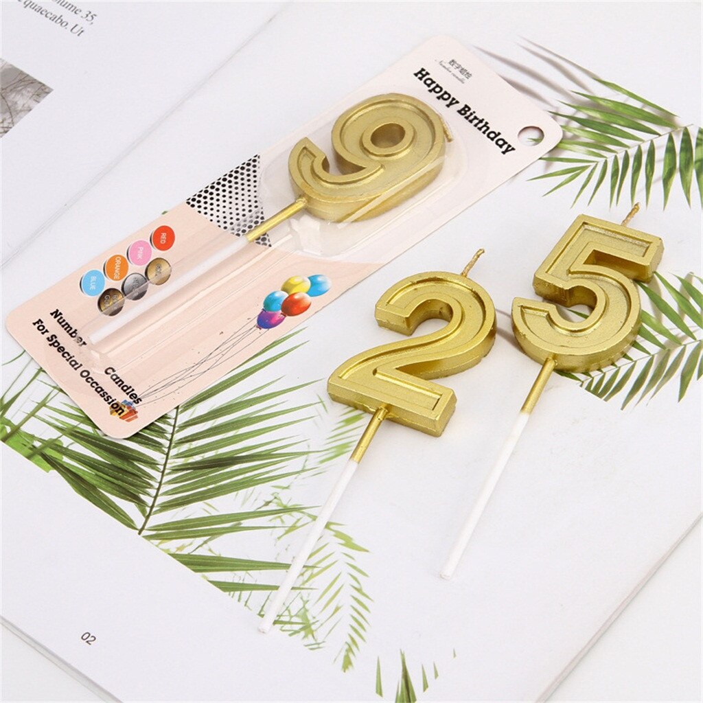 1pc paillettes or R 0-9 nombre bougies joyeux anniversaire gâteau Topper ornements Cupcake décoration cire artisanat fête d'anniversaire fournitures