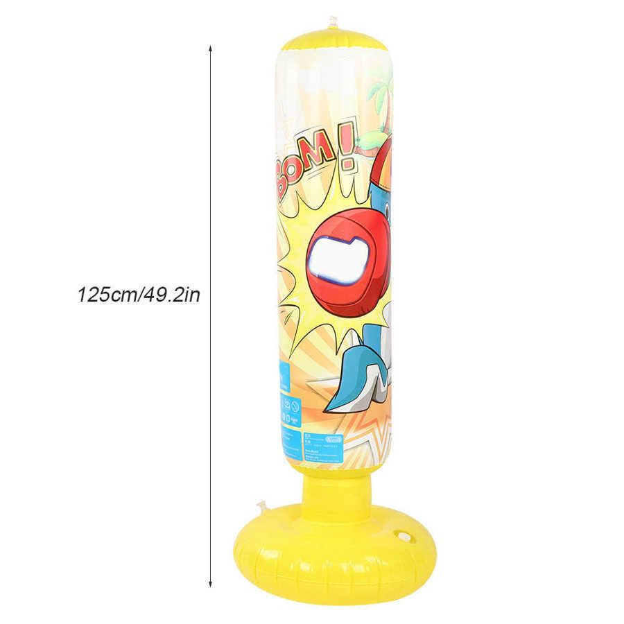 125cm oppblåsbare boksesekk voksne barn boksing slag sparkesandveske pvc oppblåsbare gym barn boksing trening mål