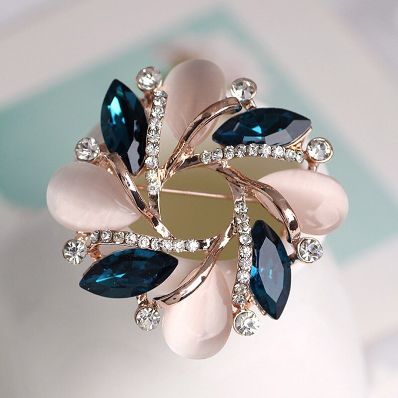 High-Grade Flower Brooch Korean Style Bauhinia Flower Corsage Crystal Rhinestone Brooch Pin Jewelry @M23