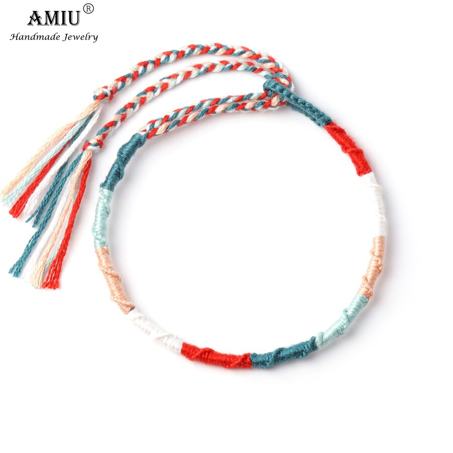 AMIU Handgemachte Freundschaft Böhmen Geflochtene gewebte Seil Fußkettchen Armbinde mit Quaste Brasilianische Schnur Fußkettchen Armbänder: 2
