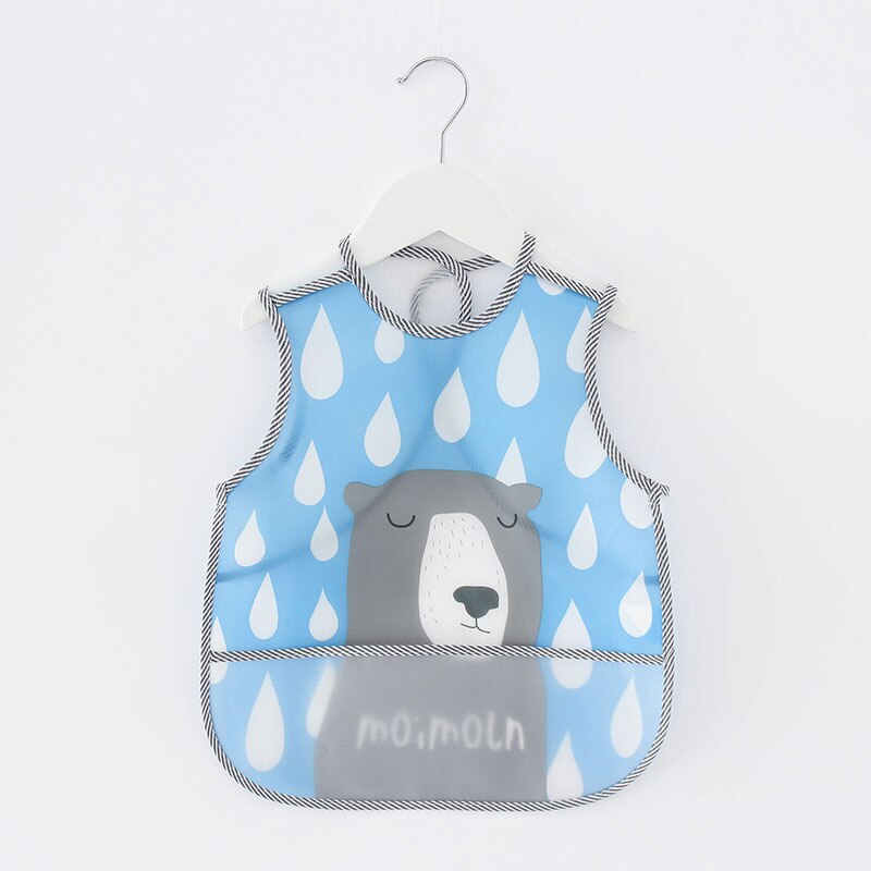 Wodoodporne niemowlę jedzenie dzieci rysunek bez rękawów śliniaki dla niemowląt śliniaki śliczne śliniaki dla dzieci nadruk kreskówkowy śliniak dla niemowląt posiłek beknięcie Eva płótno: szary niedźwiedź