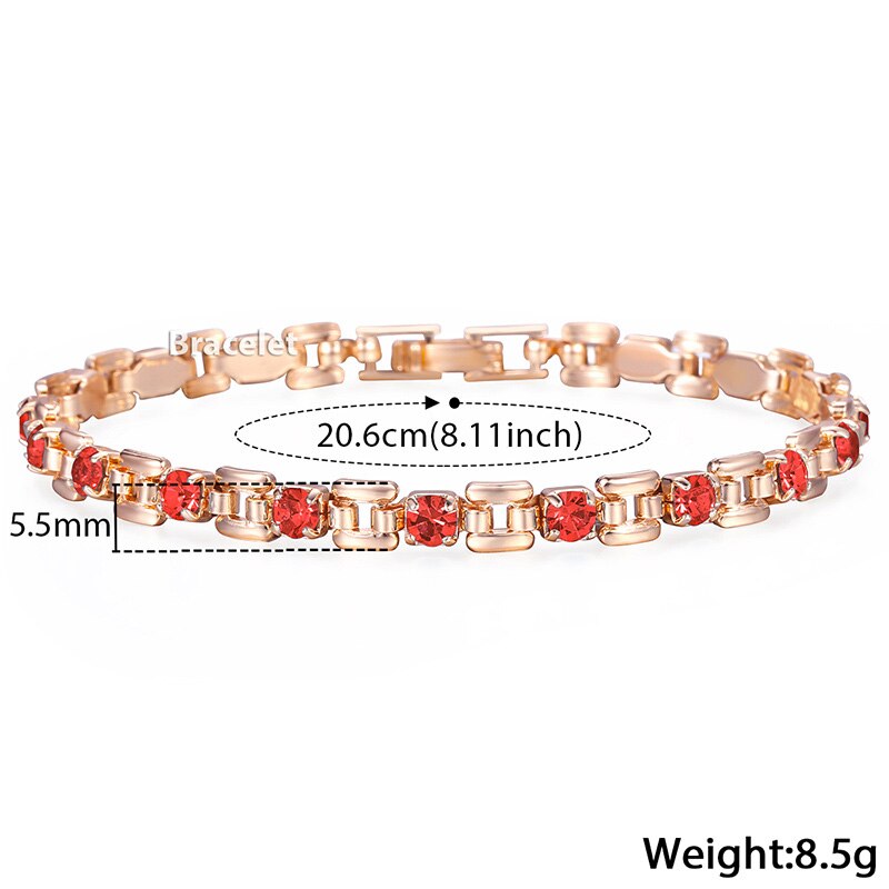 Davieslee-pulsera de oro rosa 585 para mujer, joyería cuadrada Bismark, varios colores, piedra CZ, , 5,5mm, LGBM101: GB433