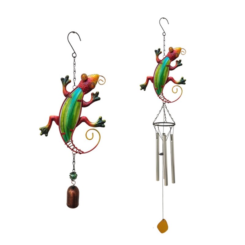 Metal Art Lizard Wind Chimes Bells Indoor Outdoor Stained Glass Windchime for Window Garden Yard Patio Decor