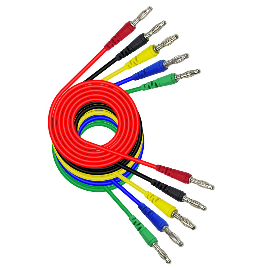 5er Set Bananenstecker-Kabel - 4mm Stecker zu Stecker - Silikon Prüfkabel