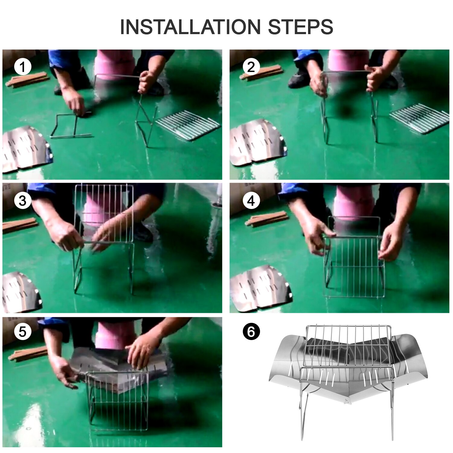 Camping Stove 2-in-1 Portable Folding Stainless Steel Barbecue Grill Camp Firepit Outdoor Camping Backpakcing Wood Burning Stove