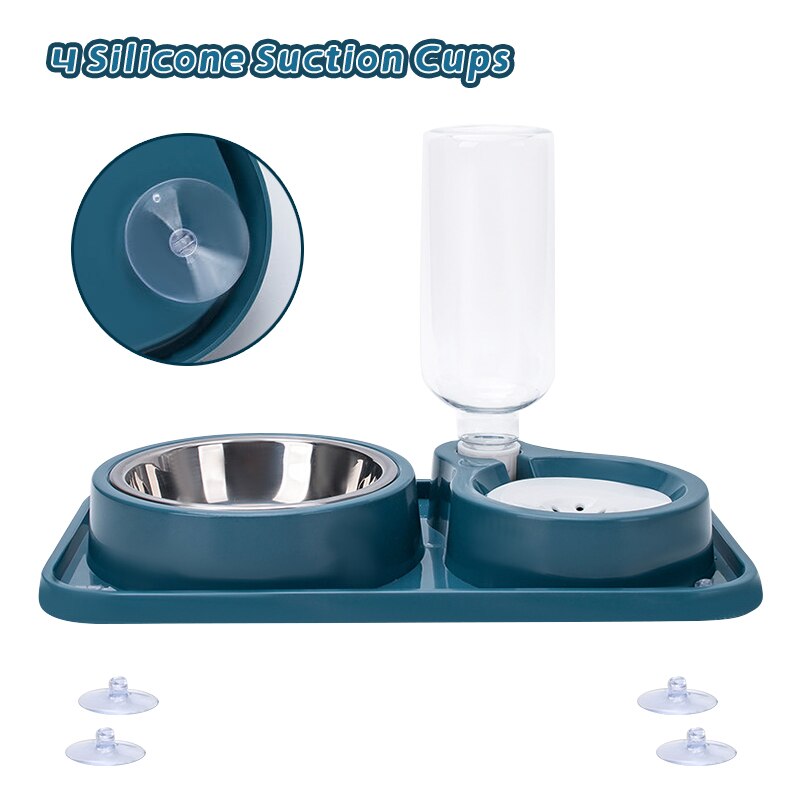 Taza de succión antivuelco para comida de perro, cuenco para gato con fuente de beber automática, alimentador, cuencos para beber para perros y Mascotas