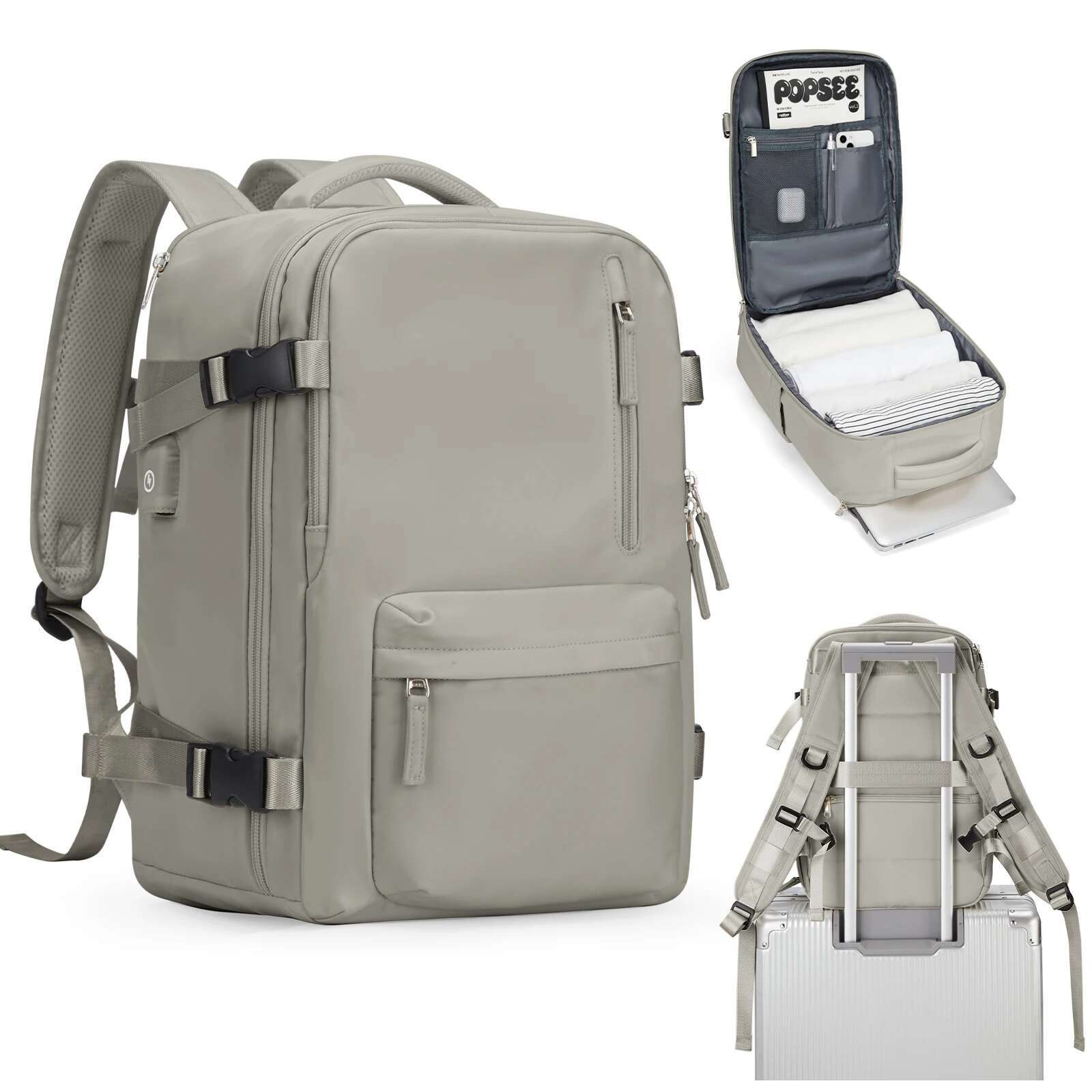 Damkabinresebärbar dator med stor kapacitet easyjet handbagage 45 x 36 x 20 ryggsäck ryanair 40 x 20 x 25 vattentät väska bagage: 16 tum / Brun
