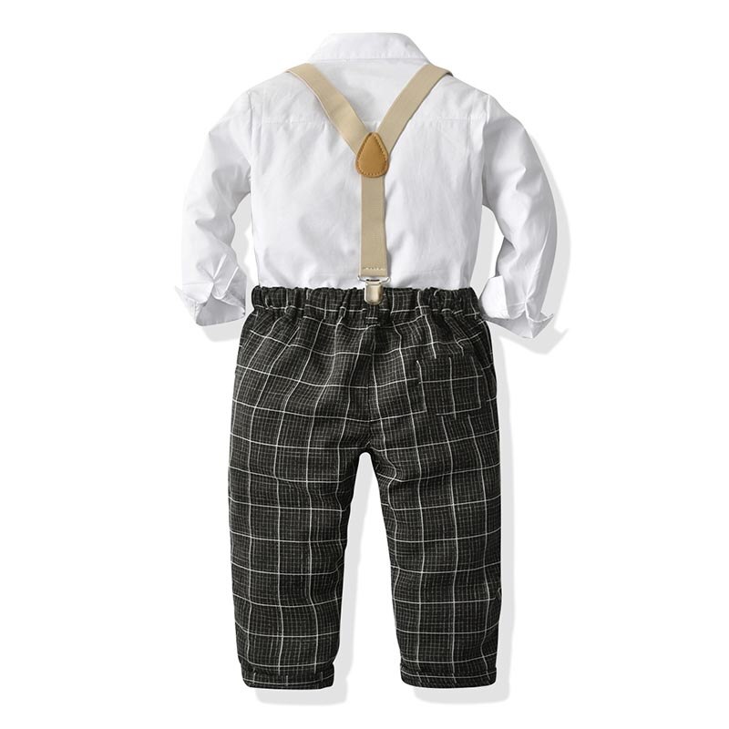 Toddler Baby Boy Dress Infant Kids abiti formali camicia papillon + pantaloni bretelle Set bambini Gentleman matrimoni abiti da festa