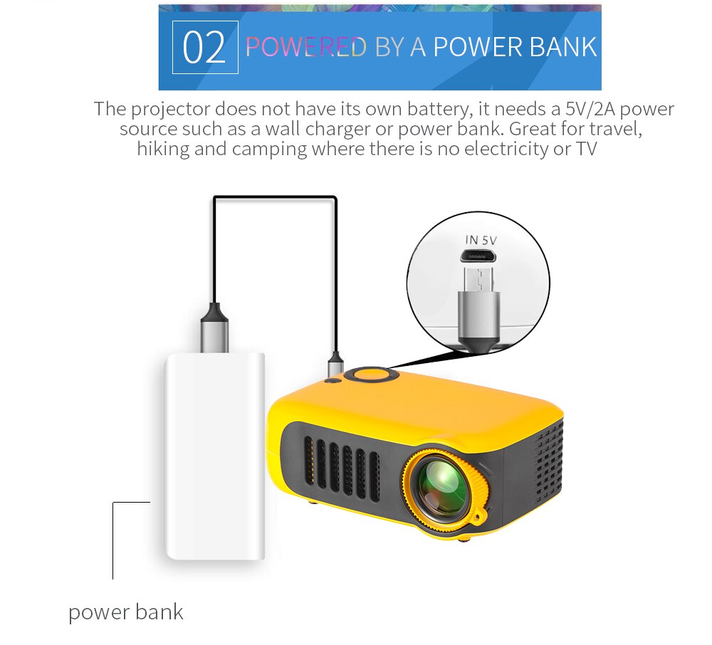 Z70 A2000 Mini Projector Intelligent Projector Home 720p High Definition Projection Portable LED Multimedia Built-in Speaker