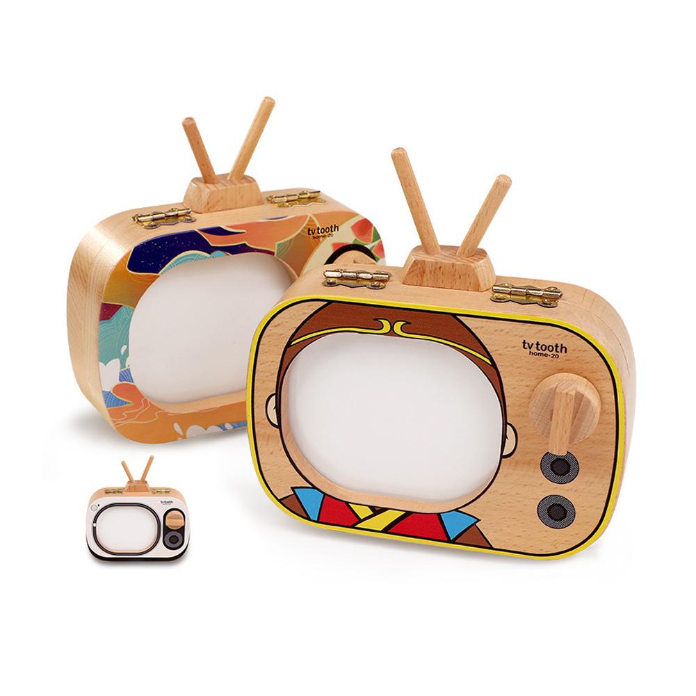Kuulee Wooden TV Toy Tooth Storage Box Tooth Commemorative Box