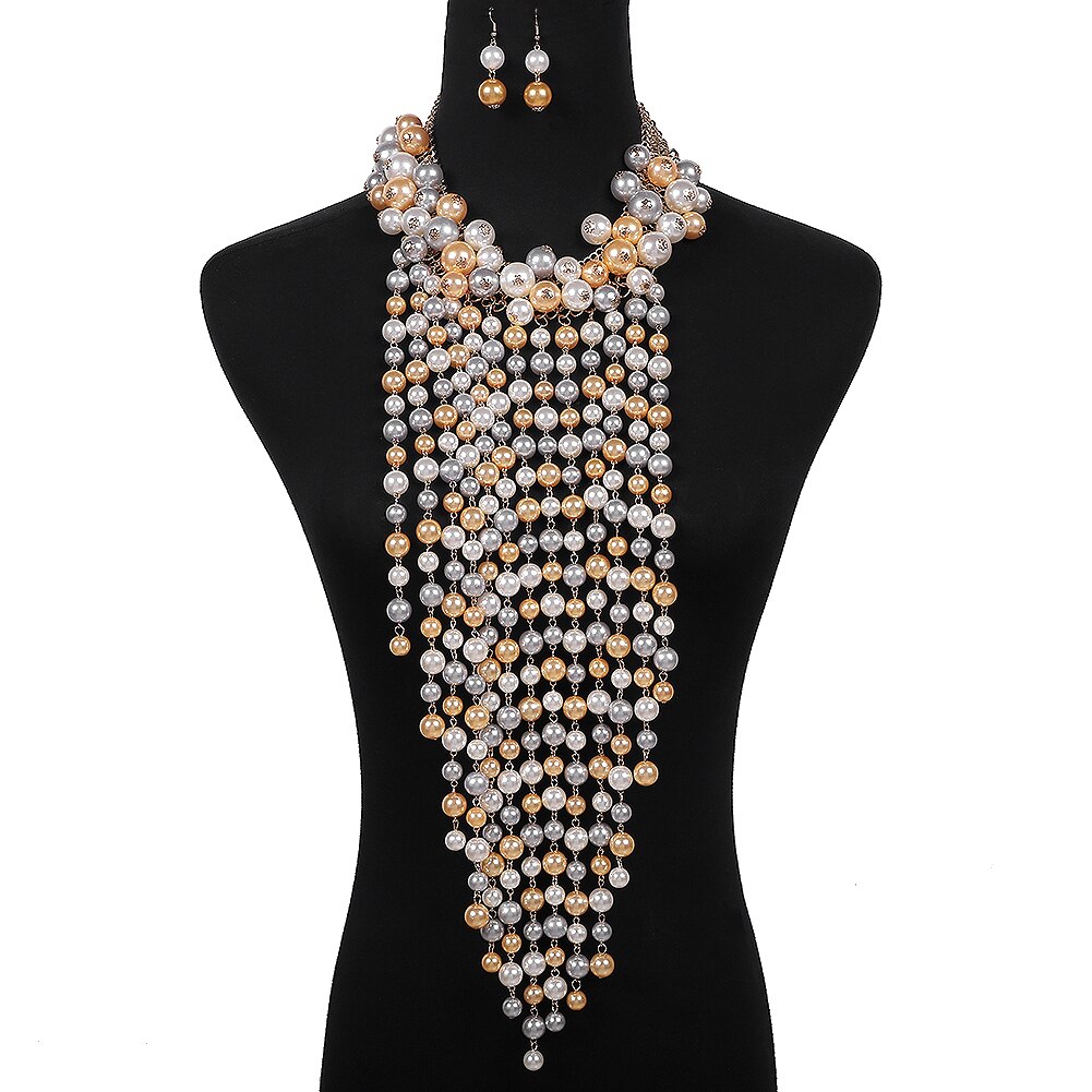 Miwens Luxe Unieke Gesimuleerde Pearl Body Kettingen Sieraden Voor Vrouwen Bridal Wedding Big Verklaring Jewelrys Brand