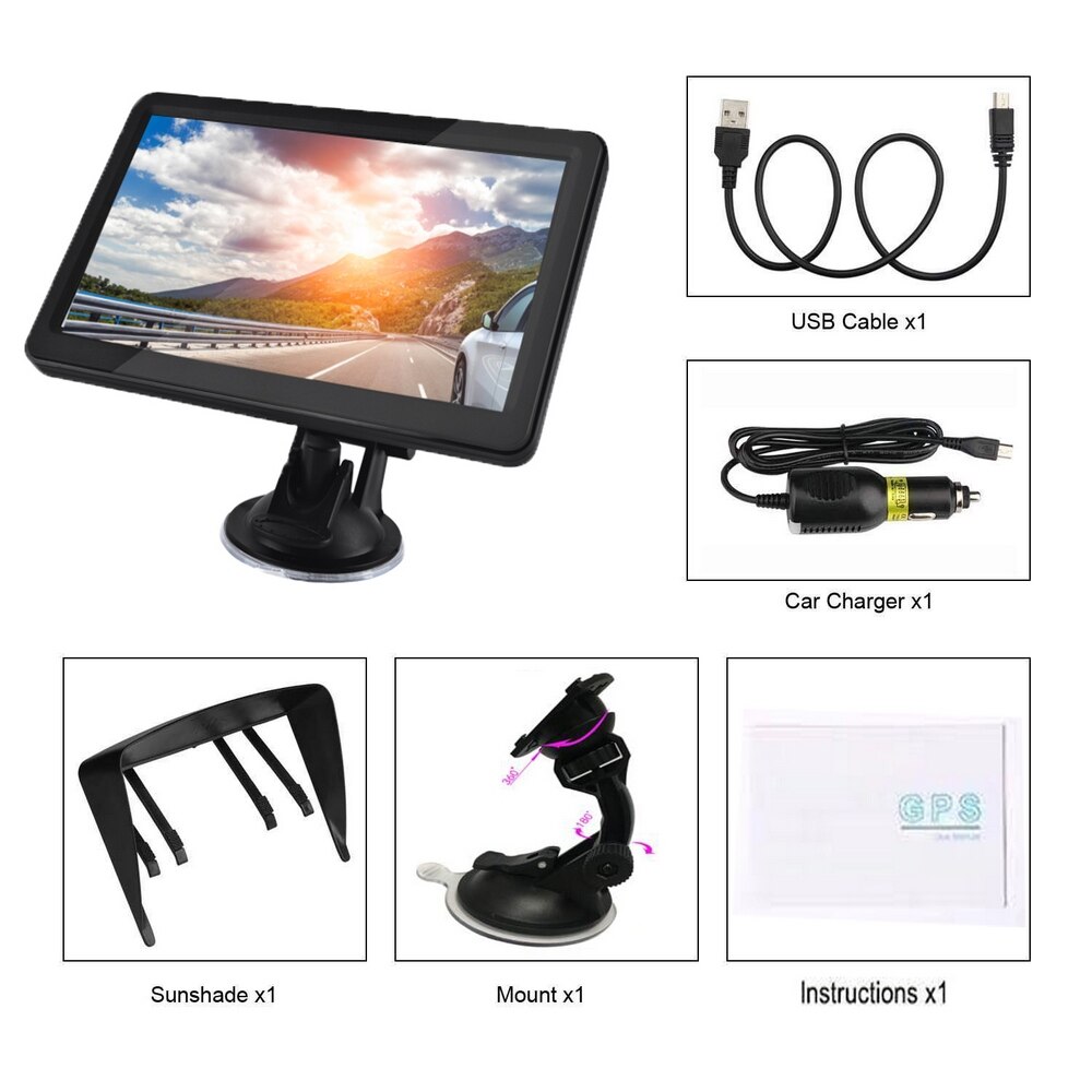 7 inch auto gps navigatie touchscreen 800*480 usb ingebouwde polymeer lithium batterij auto gps navigatie auto elektronica