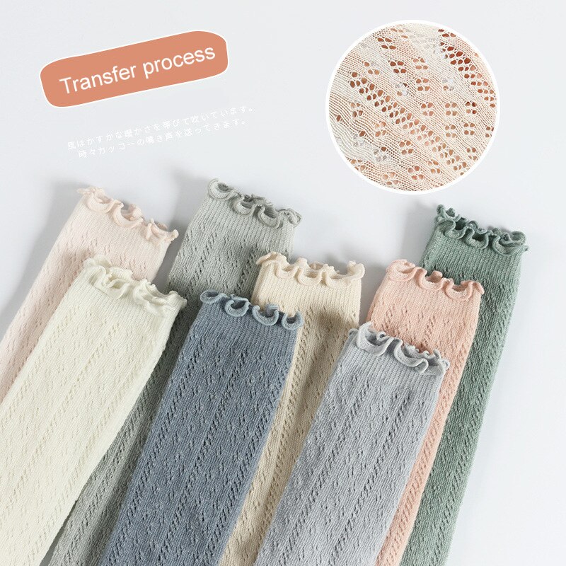 Todas as idades crianças menina verão malha fina redes transferência mosquito prova sobre-a panturrilha meias de algodão tuble