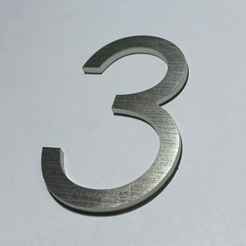 60mm Stainless Steel Self Adhesive House Number Sticker Metal Doorplate Home Door Plaque Numbers Sign For Mailbox Street Numbers: Number 3