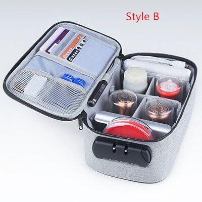 Portable Official Seal Storage Briefcase Multifunction Office Stamp Organize Bag Business Trip Code Lock Insurance Pack Supplies: Style B Gray