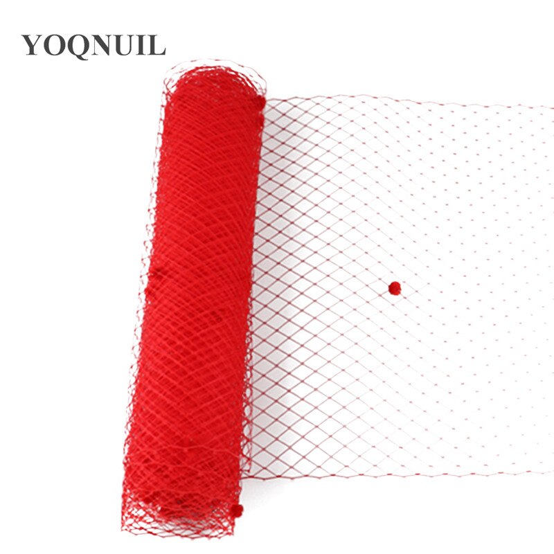 Velo de rejilla rojo de 5 yardas por lote con punto de 45CM de ancho, Red de velos rusos, velos de lunares para boda, accesorios para fascinator LDV020: RED