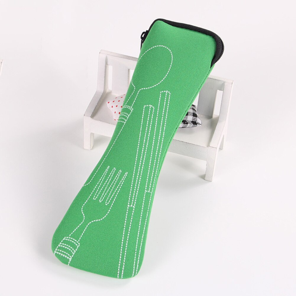 Portable Tableware Bag Cutlery Bag Dinner Set Bag Travel Packaging Storage Box Dinnerware Picnic Fork Spoon Bag Kitchen Badgets: Green