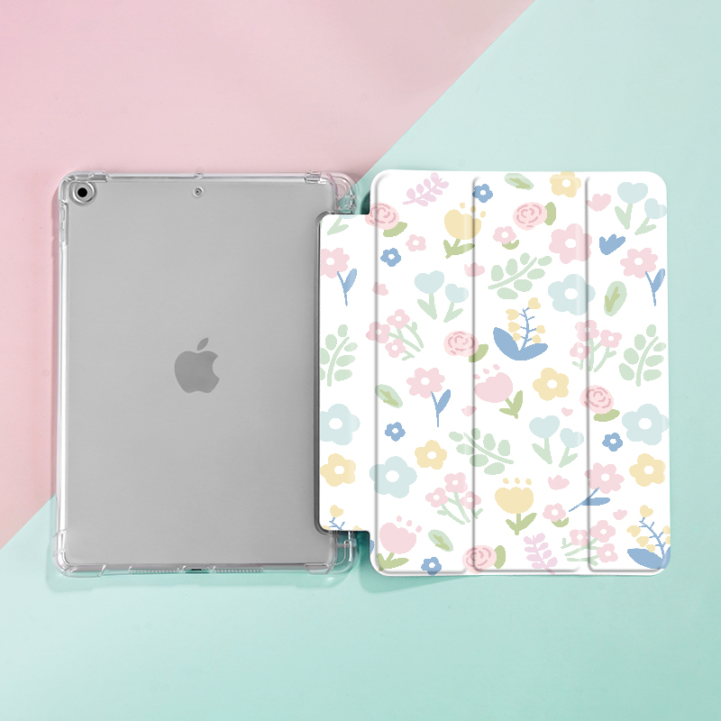 Bloemen Case Voor Ipad 9e/8e/7e Generatie 10.2 Inch Case, Voor Mini 4/5/6 Cover, Met Potlood Houder, Auto Wake/Slaap Cover: Zestien