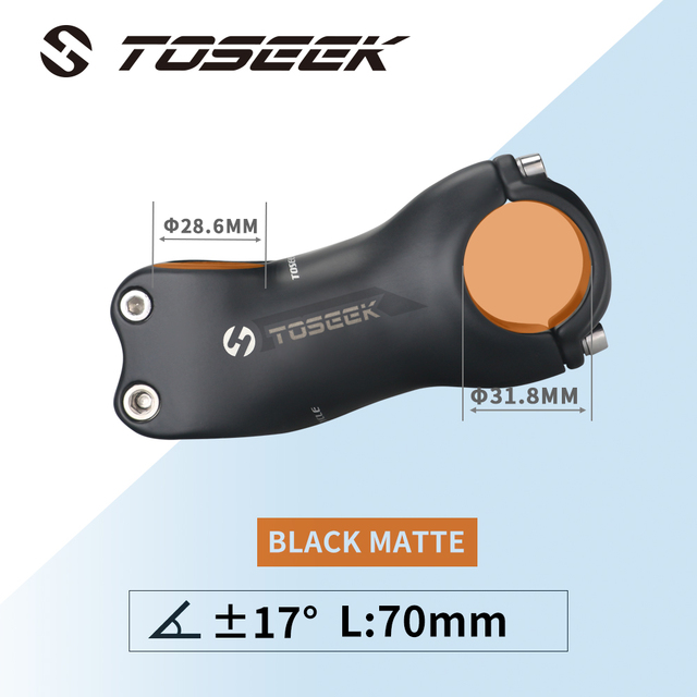 TOSEEK Super Light Full Carbon Fibre Bicycle Stem Bike Parts Matte Angle 6 / 17 Degrees Length 70/80/90/100/110/120/130mm: 17 Degrees 70mm