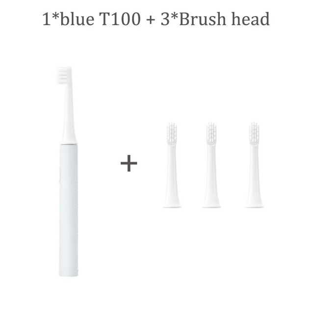 [Newest Version] Original Xiaomi Mijia T100 Mi Smart Electric Toothbrush 46g 2 Speed Xiaomi Sonic Toothbrush Whitening Oral Care: blue add 3 head