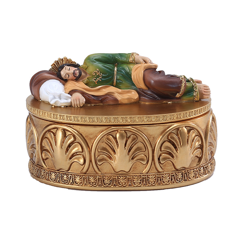 Homhi Saint Joseph Jewelry Box Religious Ornaments Christian Desktop Decoration Resin Crafts Decoration Accessorie HBJ-075: Default Title