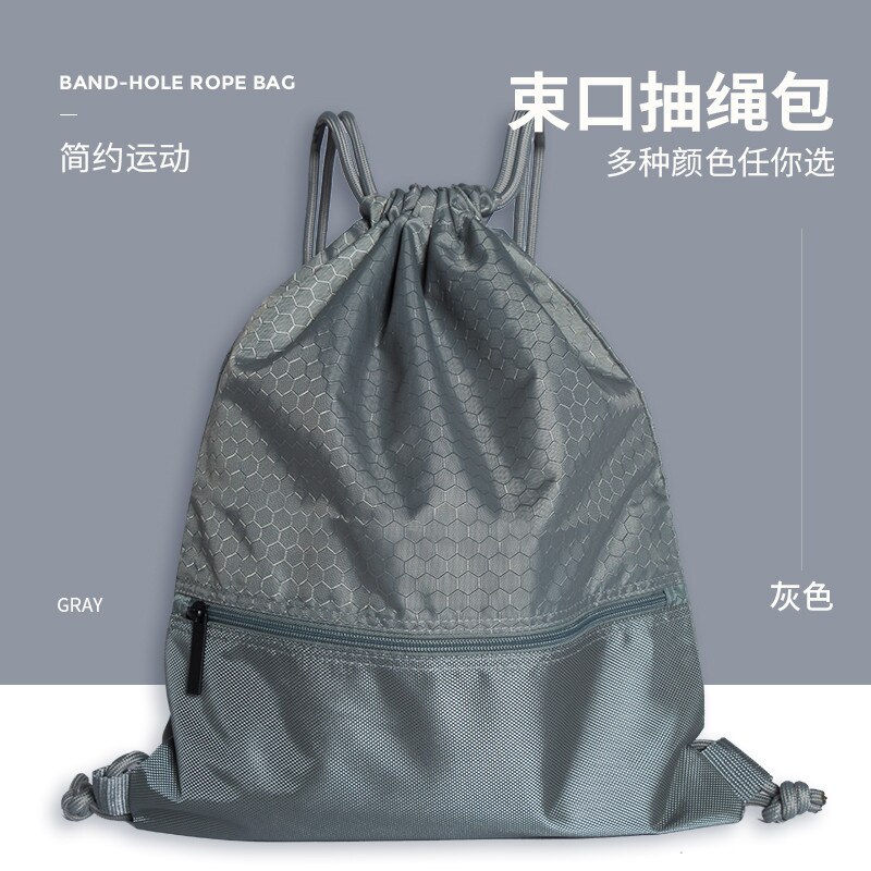 Honingraat Tasje Cinch Sack Rugzak String Koord Rugzak Sporttas Tote School Sport Reizen Tasje: Grijs