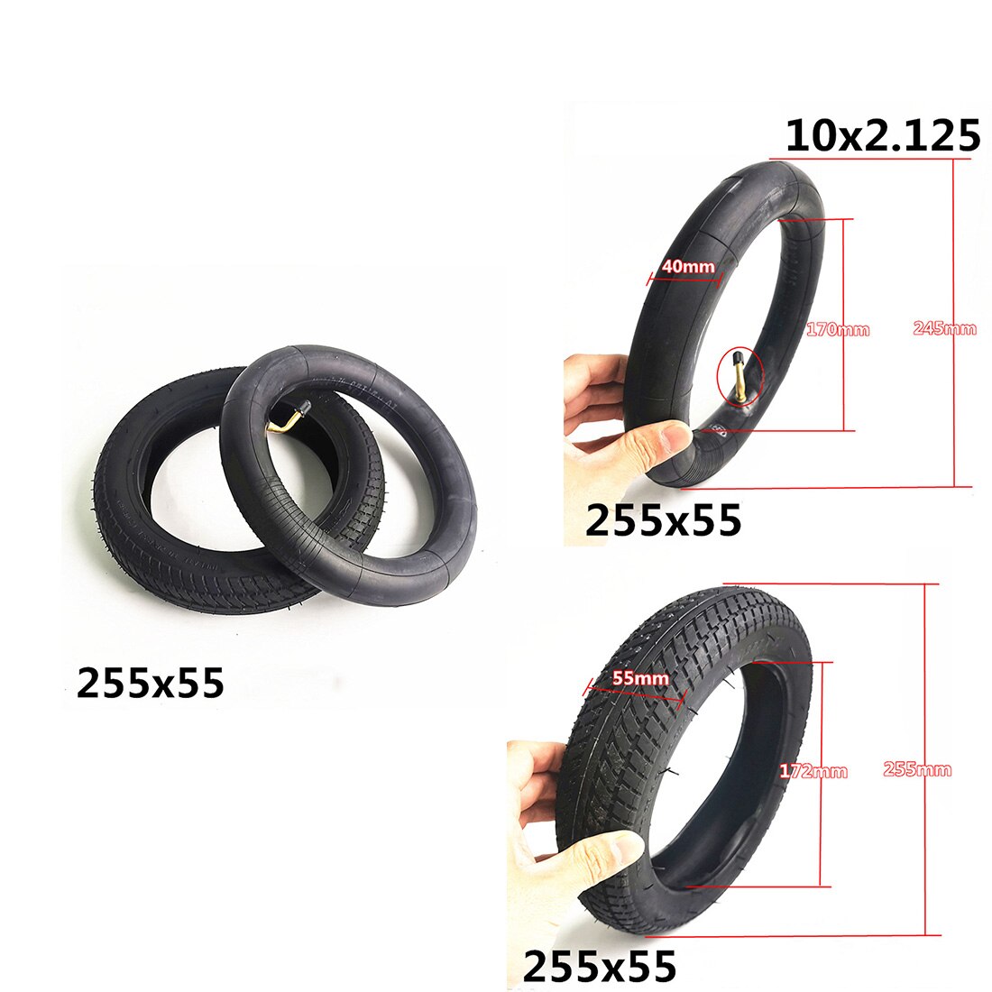 Inner And Outer Tire Accessories 255x55 Children's Three-Wheeled Baby Hand Push Inner And Outer Tire Accessories