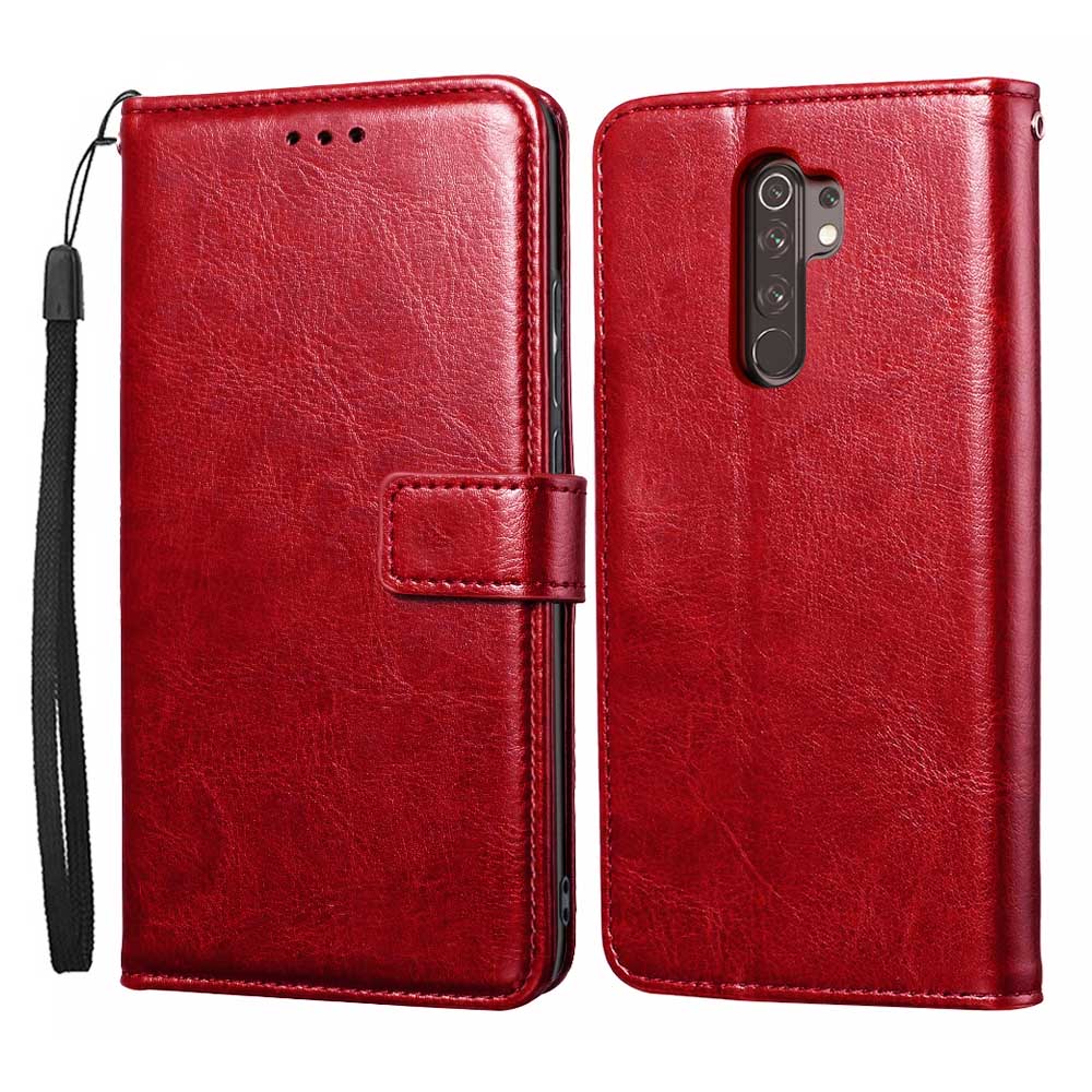 per Xiaomi Redmi Caso di Vibrazione della cassa di Lusso per Redmi 9 9 Caso della copertura Del Cuoio Del Raccoglitore Libro di Disegno Della Cassa Del Telefono Magnetico coque Capa: stile 1 rosso