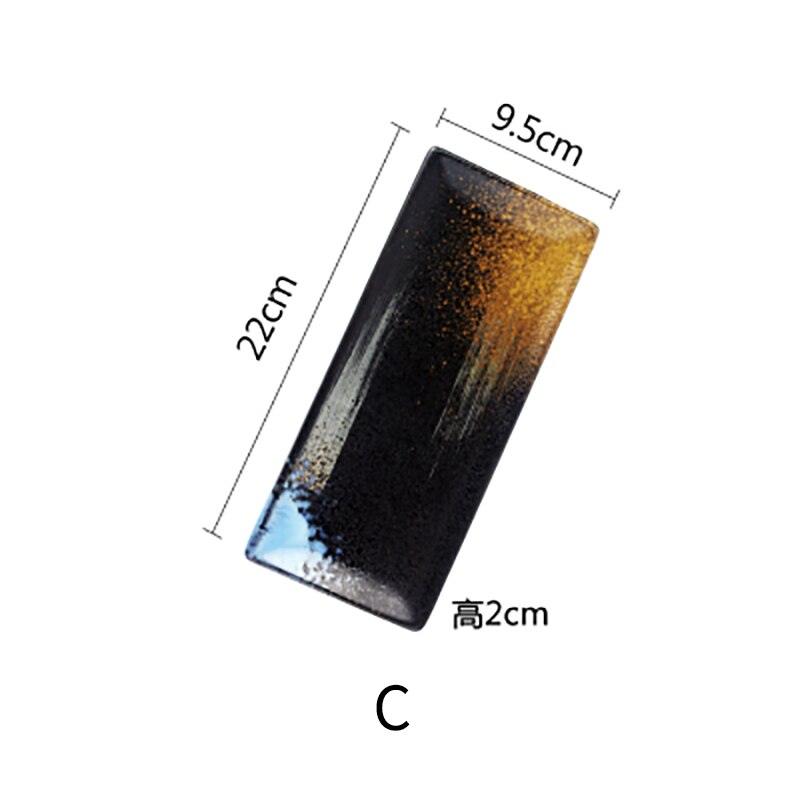 RUX WORKSHOP Japanese Style Sushi Plate Ceramic Dessert Fruit Plate Cake Square Flat Dinner Plate Tableware: C