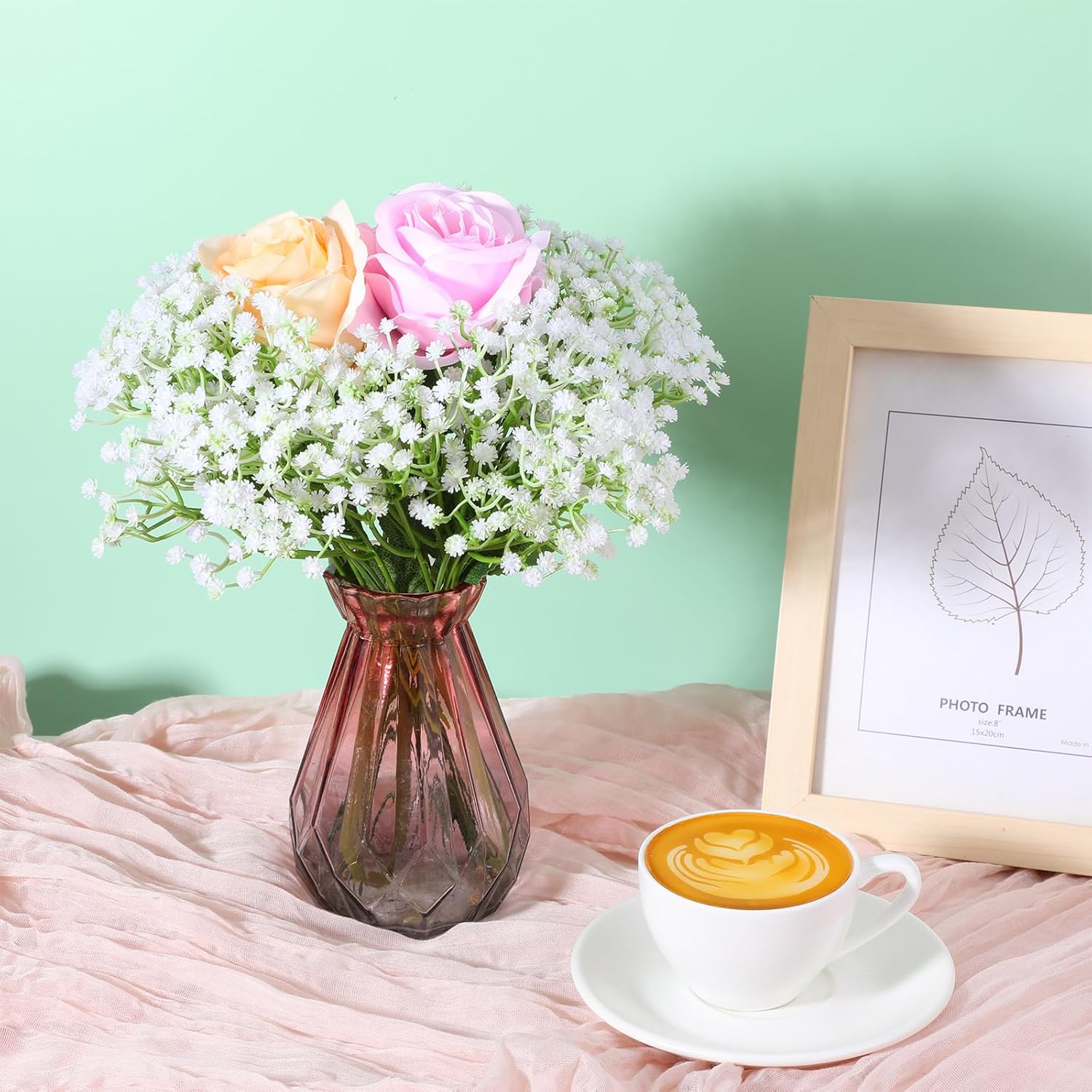 Kunstig plastblomst gypsophila utendørs hage gårdsplass hjem vase bord hotsale bryllup brudebukett gjør-det-selv-tilbehør