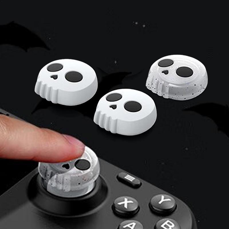 Skull Joystick Grips 4X Cute Thumb Grip Caps Thumb Grips Joystick Caps Halloween Soft Silicone Joystick Cover Silicone Joystick