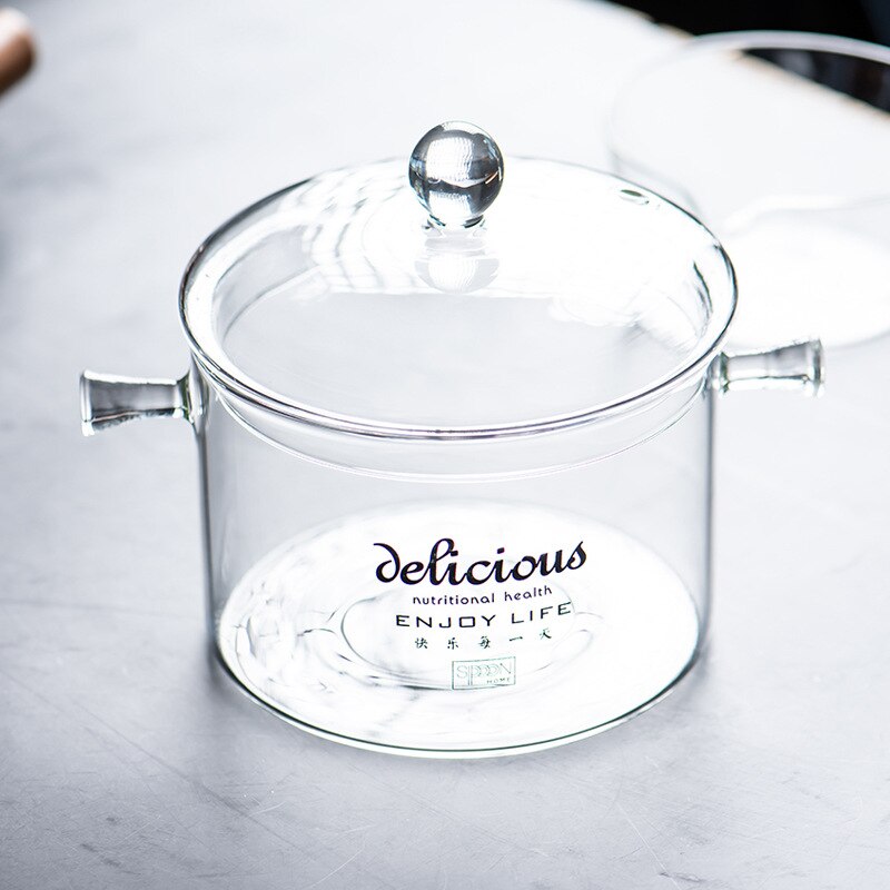 Pentola per zuppa di cottura in vetro con coperchio impostato di pentole da cucina giapponese padella antiaderente pentola calda resistente al calore per uso domestico trasparente