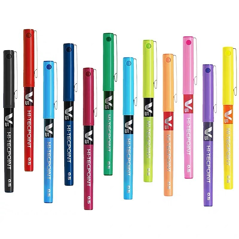 Pilot BX V5 Lot De 7 Stylos Roller Hi-Tecpoint Couleurs Assorties Pointe 0,5 Mm