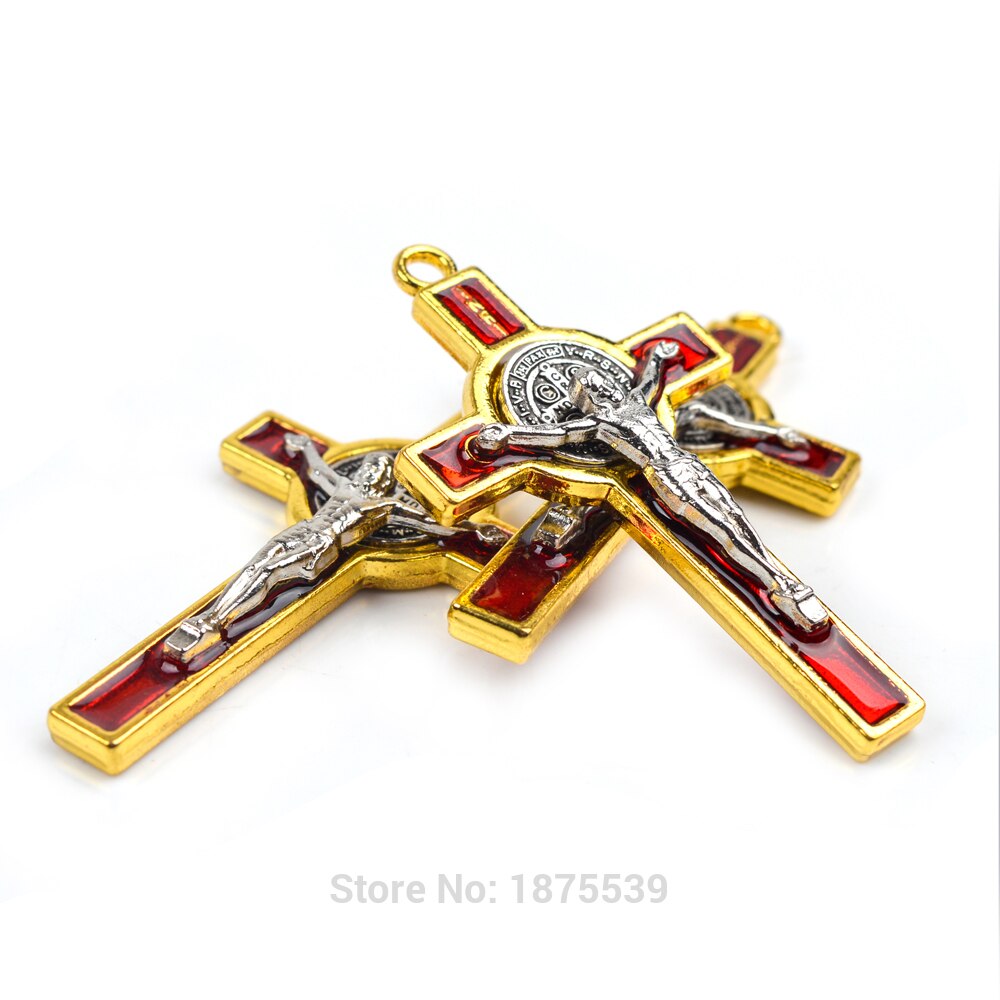 Rode Benedictus Kruisbeeld Legering Sieraden Cross Hanger