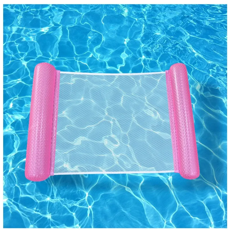 Hamac d'eau flottant à 2 tubes avec filet, chaise longue de piscine gonflable nacrée pour adultes, indispensable pour la plage et l'été: Rose