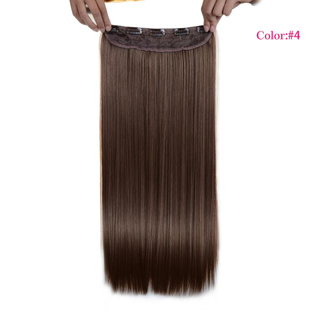 Valen Pruiken 22 inch 5 Clips In Een Stuk Pure Kleur Straight Stijl Haar Clip Op Een Stuk Synthetisch Haar extensions Voor Vrouwen: #4