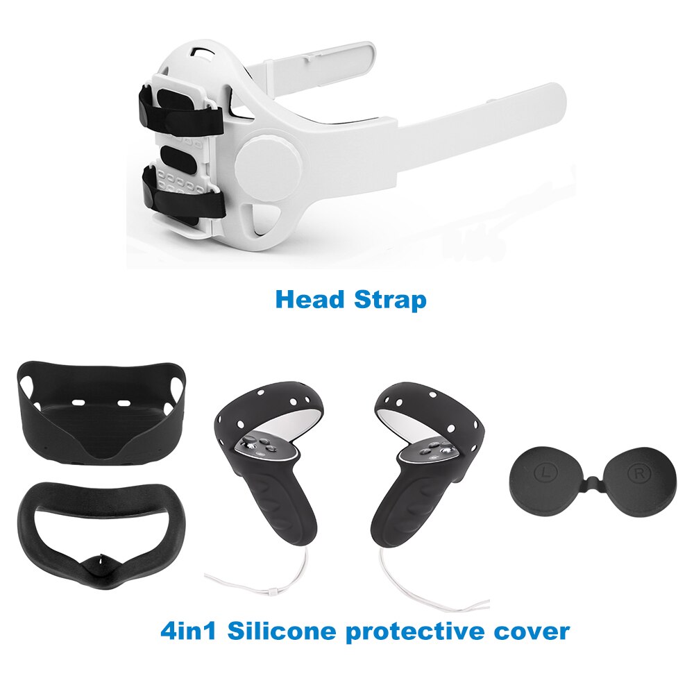 Elite Head Strap For Oculus Quest 2 VR Accessories Adjustable Oculus Quest 2 Halo Head Strap Quest 2 Strap Quest 2 Accessories: Set G Black